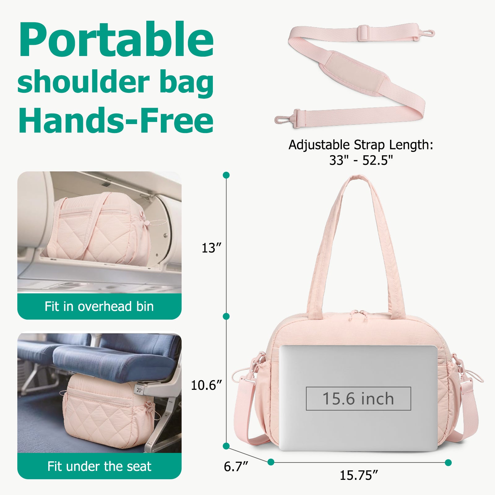 Women's travel handbag, gym bag, with waterproof pockets, carry-on, weekend travel bag, waterproof, sports and gym bag, suitable for sports and fitness