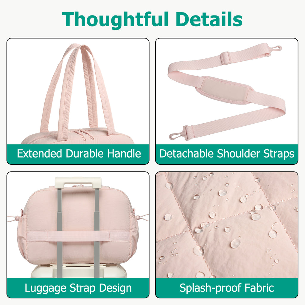 Women's travel handbag, gym bag, with waterproof pockets, carry-on, weekend travel bag, waterproof, sports and gym bag, suitable for sports and fitness