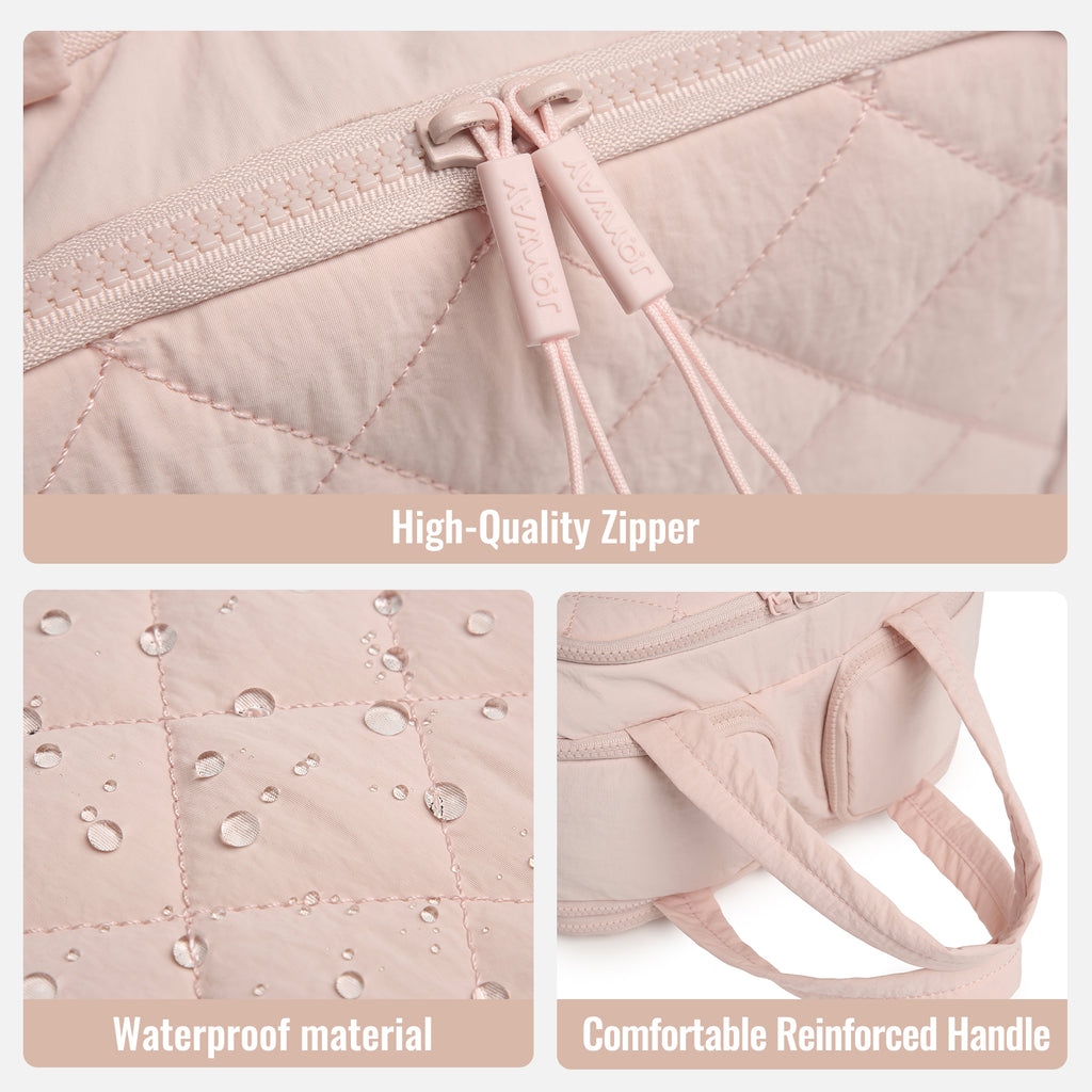 Travel toiletry bag, lightweight, large capacity, expandable, designed for women, fluffy cosmetic bag with handle, suitable for storing accessories, essentials and toiletries.