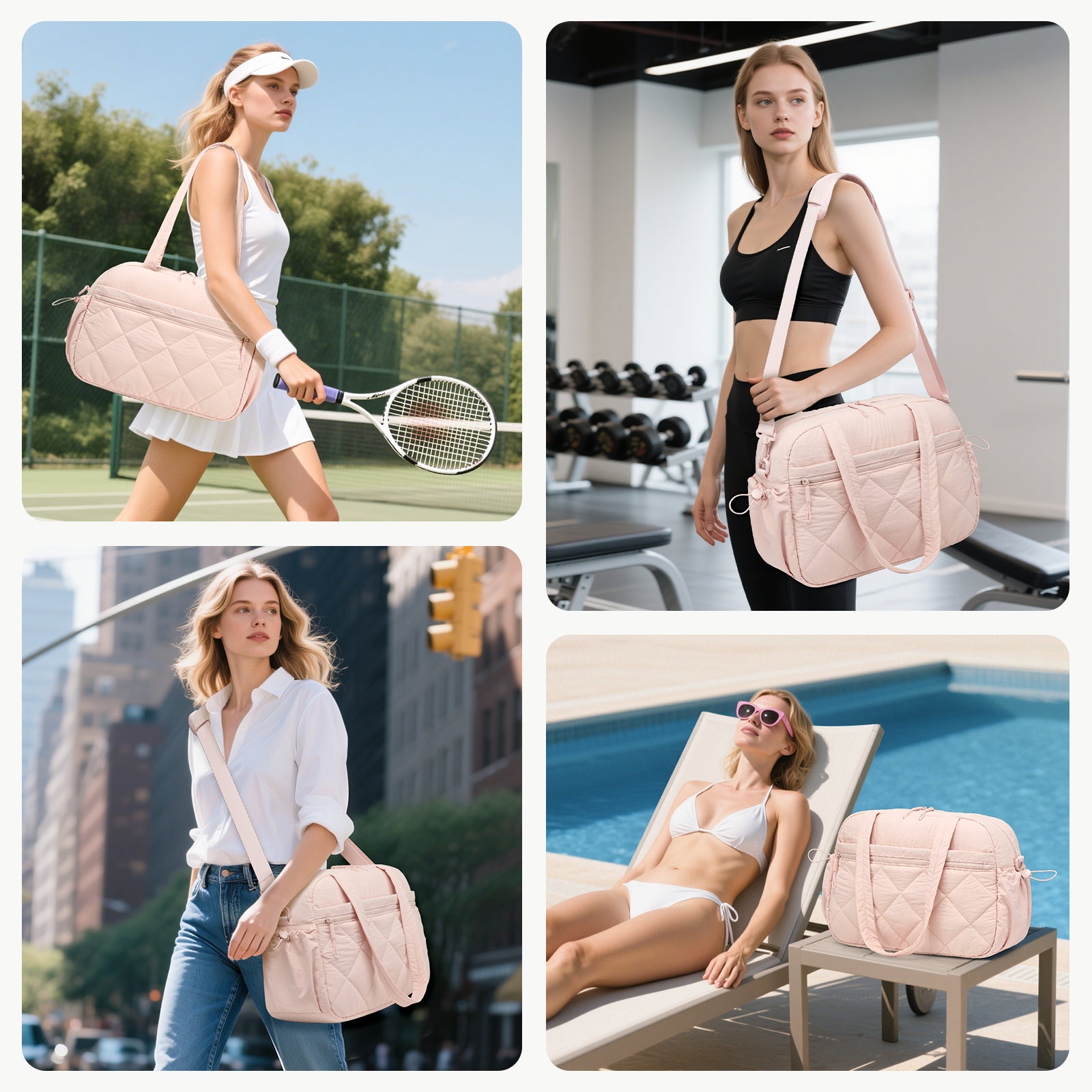 Women's travel handbag, gym bag, with waterproof pockets, carry-on, weekend travel bag, waterproof, sports and gym bag, suitable for sports and fitness